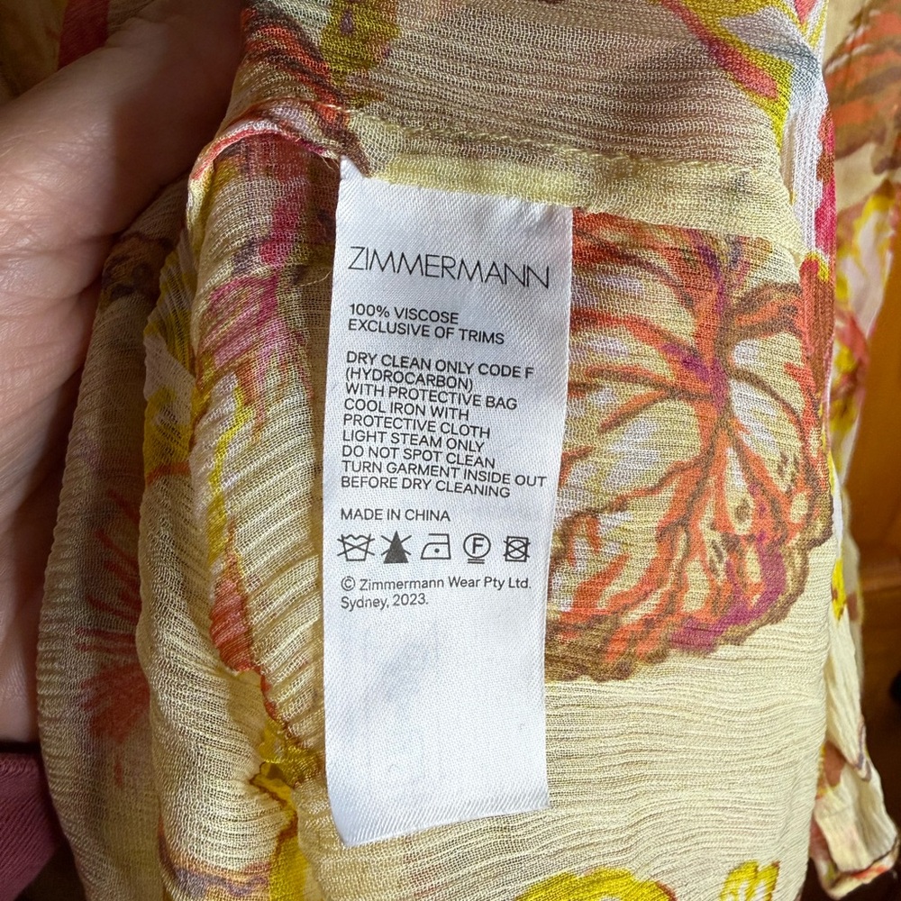Zimmermann Floral-Print Crepon Midi Dress With Ruffled Trims Size AU 1 / US 6 - Picture 11 of 15